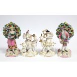 A pair of early 19th century Bloor Derby porcelain figures of the Welsh Tailor & his Wife, each