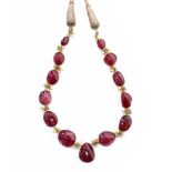 AN IMPORTANT SPINEL NECKLACE comprised of thirteen graduated natural red transparent beads of