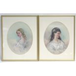 WILLIAM GIBBONS (fl. 1841-1890). A pair of female head-&-shoulders portrait studies. Each signed,