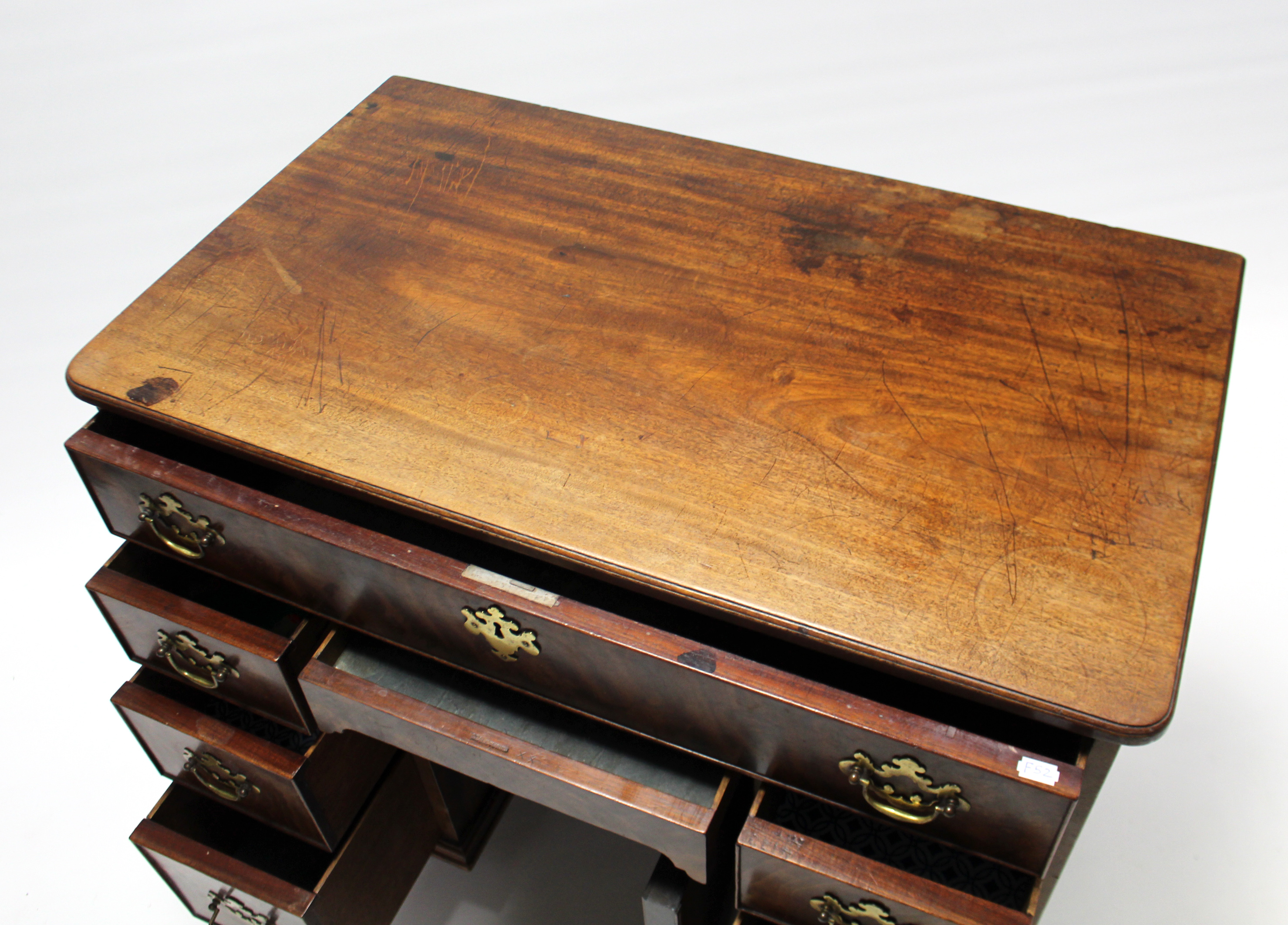 A George III style mahogany kneehole desk by Christopher Alexander, fitted an arrangement of seven - Image 3 of 7