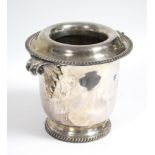 An Asprey & Co. electro-plated two handled wine cooler with gadrooned rims, removable top & liner;