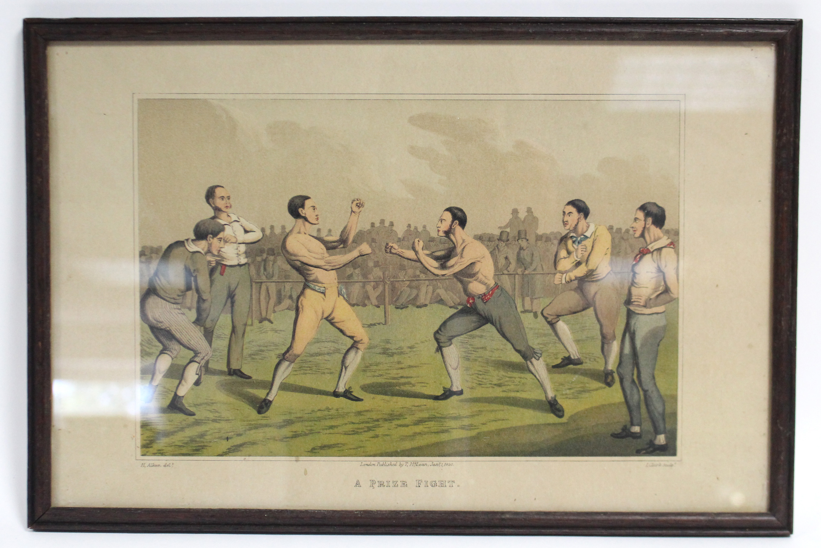 HENRY ALKEN (1785-1851), after. “A Prize Fight”; coloured lithograph by I. Clark, first published