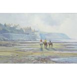 MICHAEL LONG (Bristol Savages; contemporary). A coastal scene with figures riding ponies on the