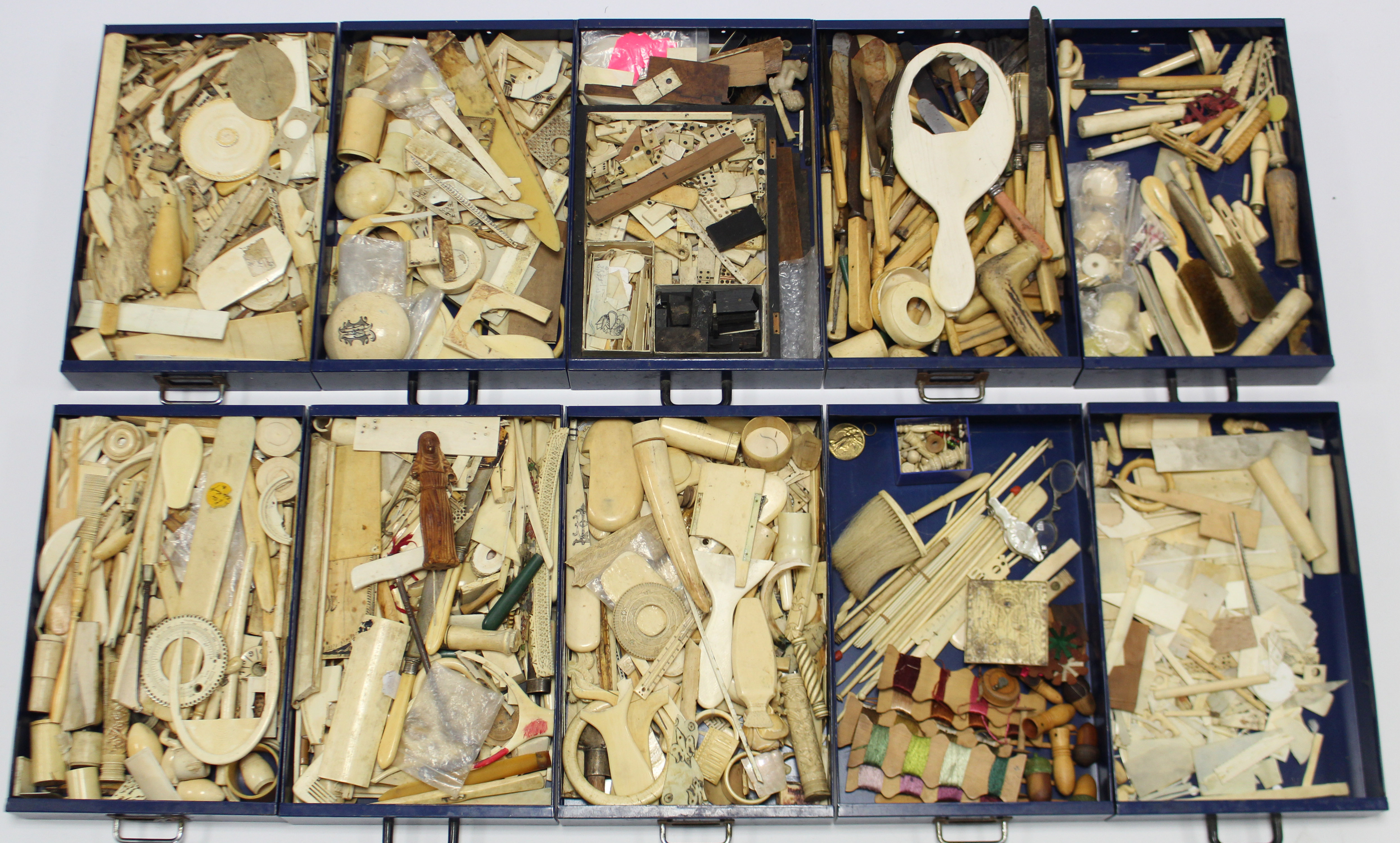 A large quantity of ivory, bone, & other sections fragments, etc., for restoration use.