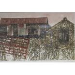 VALERIE THORNTON (contemporary). A study of farm buildings titled: “Wiveton”. Signed & dated ’81 &