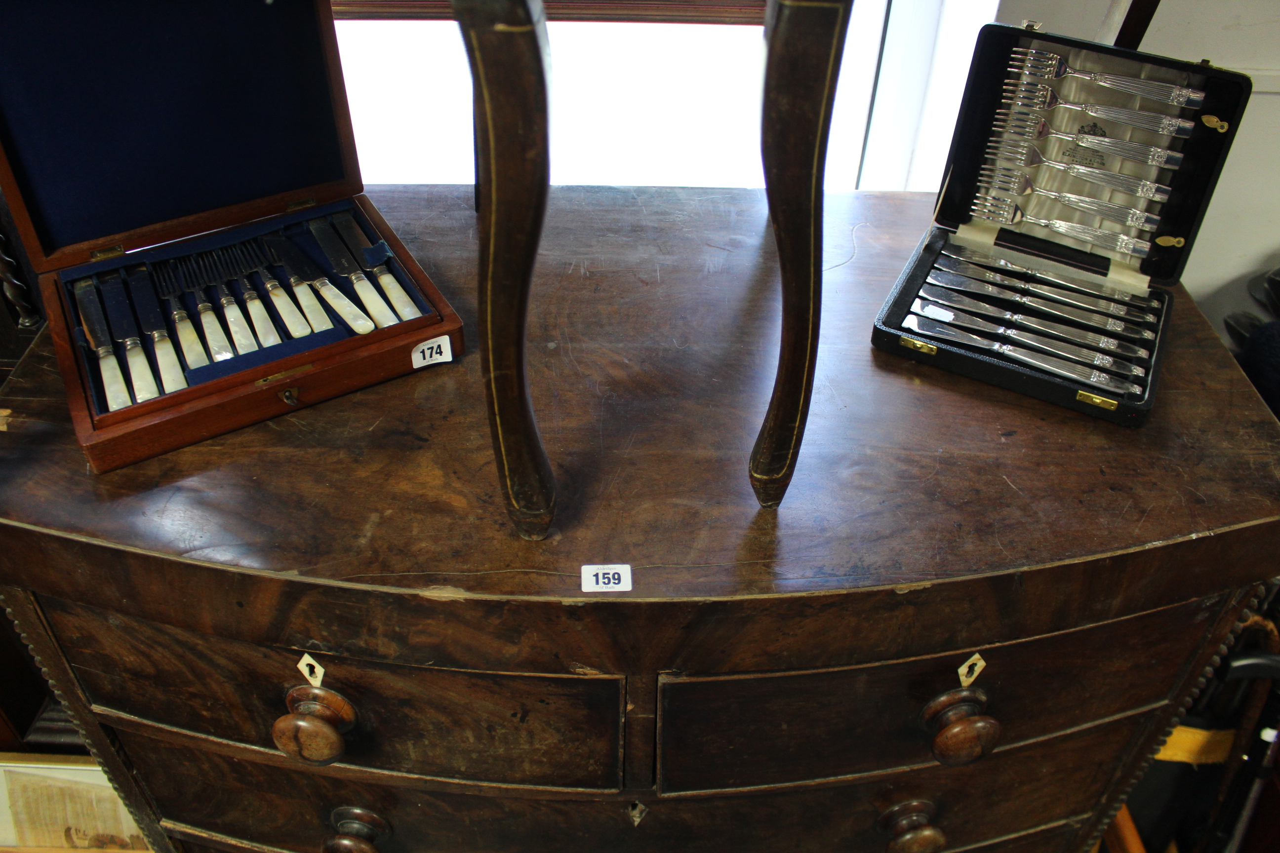 A 19th century mahogany chest, fitted two short & three long graduated drawers with turned knob - Image 2 of 5