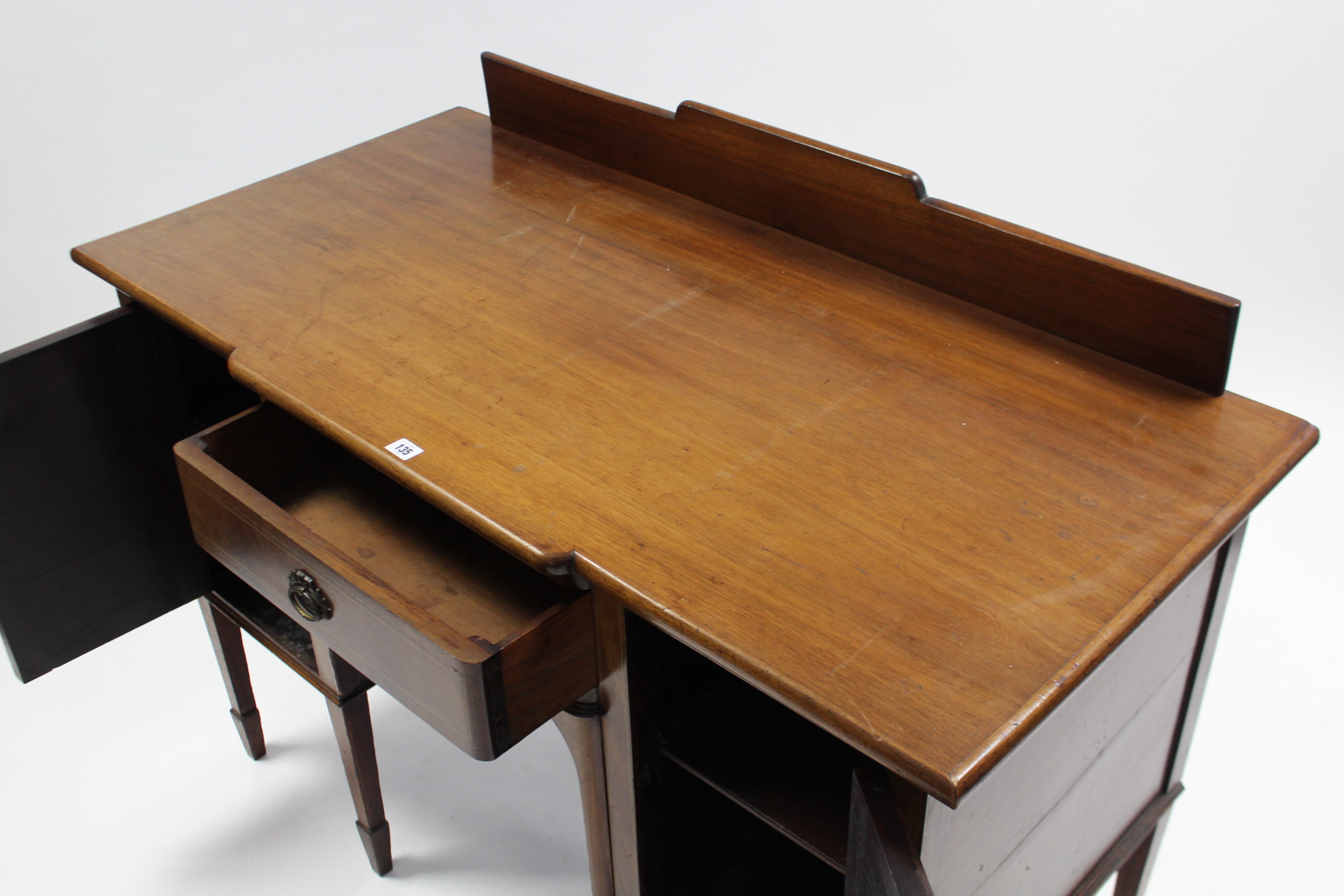 An Edwardian mahogany small break-front sideboard, fitted centre frieze drawer flanked by cupboard - Image 3 of 3