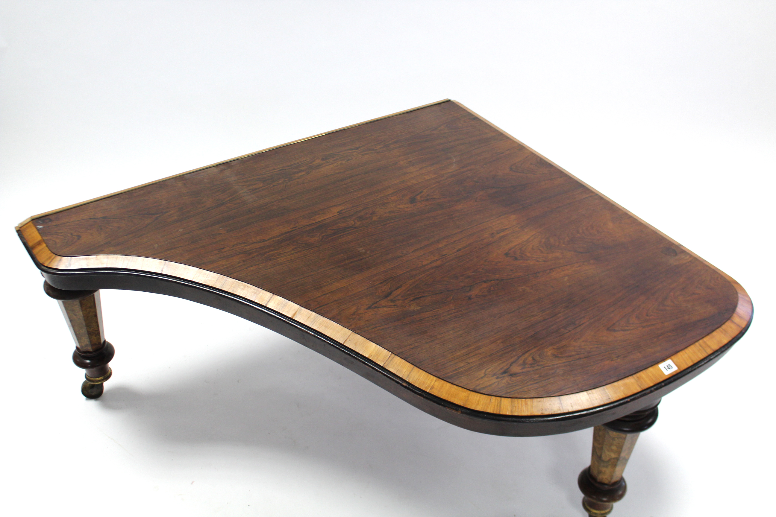 A 19th century mahogany crossbanded low coffee table, (converted from a baby grand piano), with - Image 2 of 2