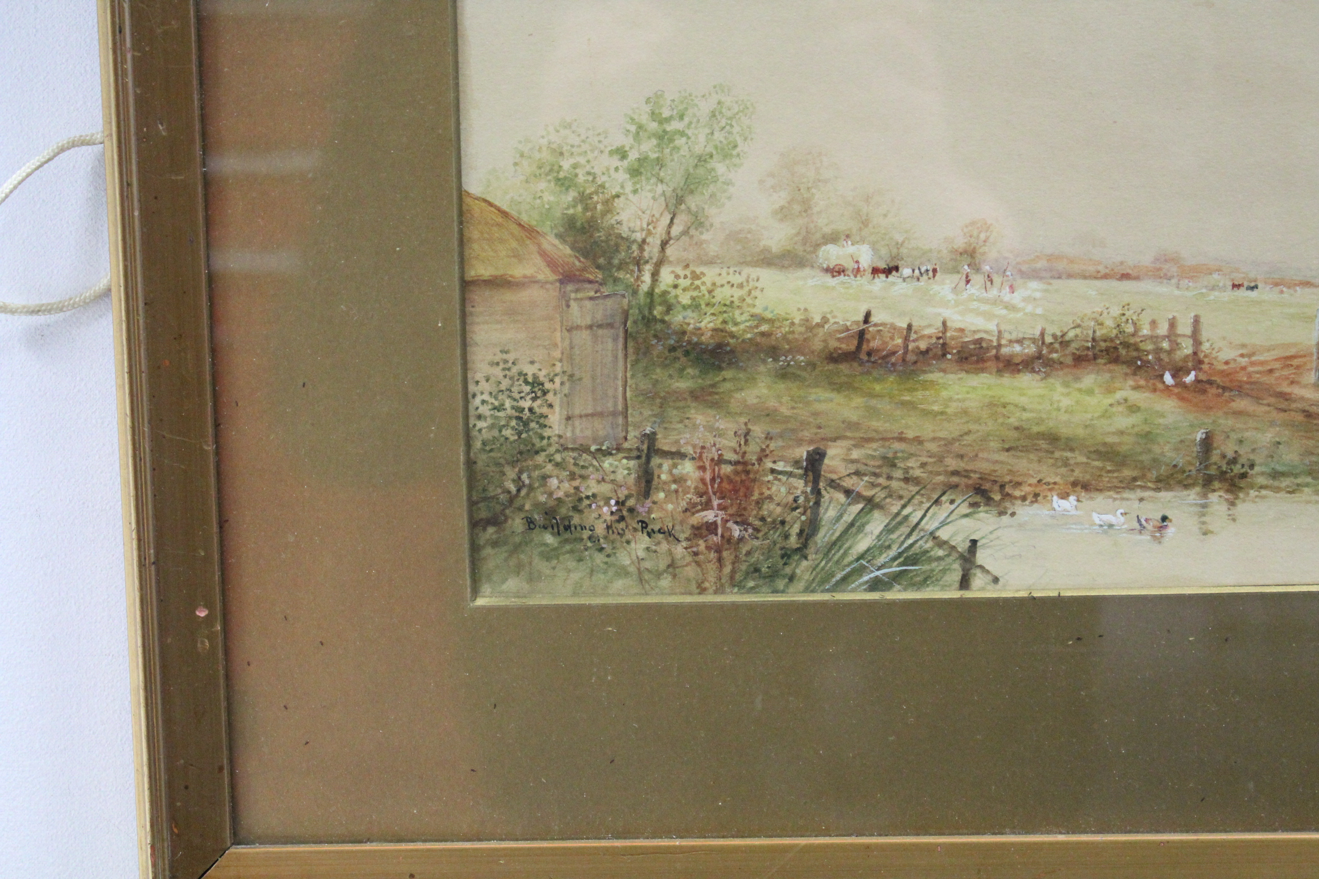 A pair of early 20th century watercolour paintings by Norman Bradley – rural scenes titled “Building - Image 2 of 3