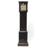 A mid-20th century grandmother clock with silvered dial, striking movement, & in oak case, 55”