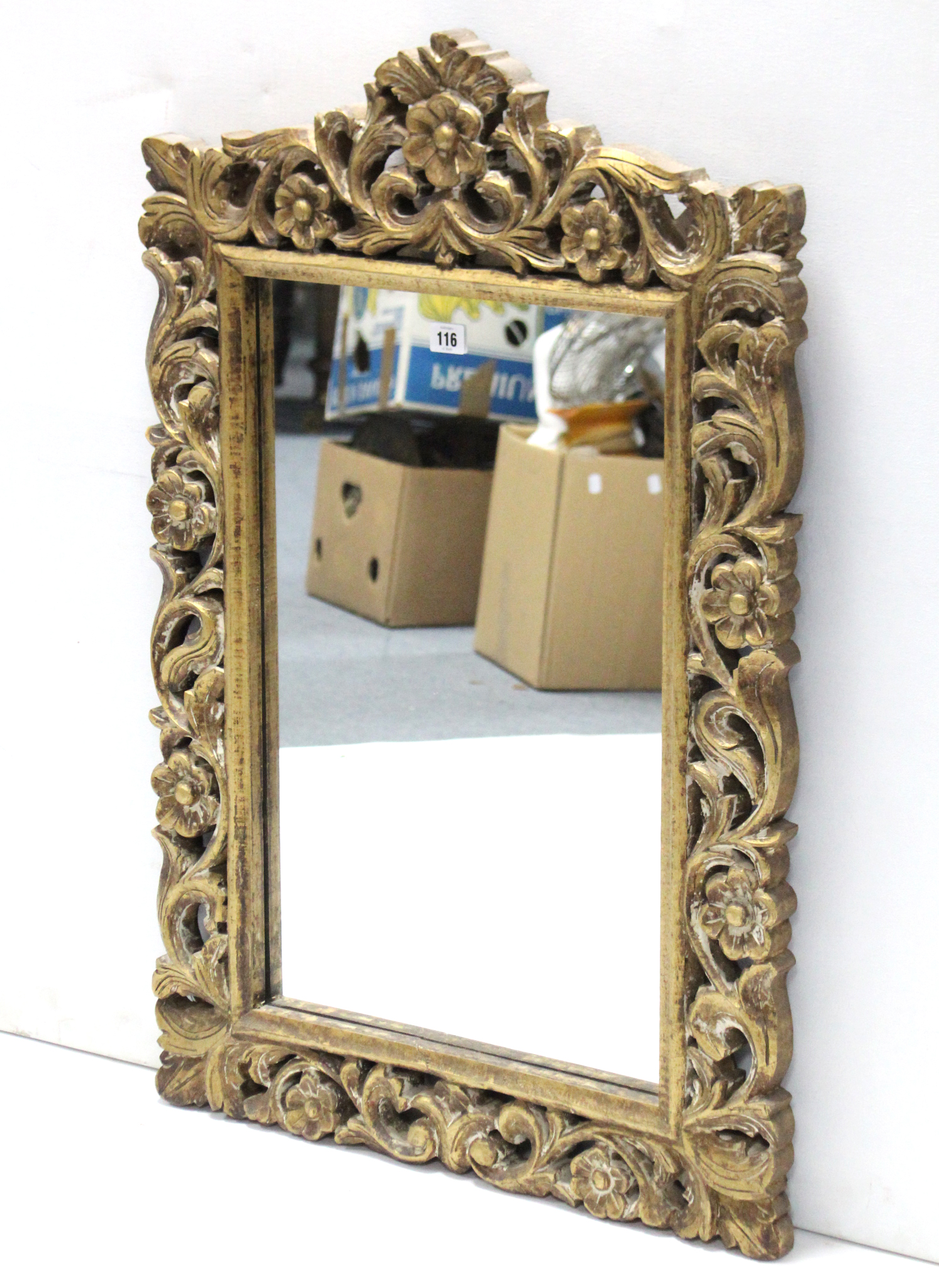 Two 19th century-style gilt frame rectangular wall mirrors, 52¾” x 18½”, & 35½” x 22¾”.