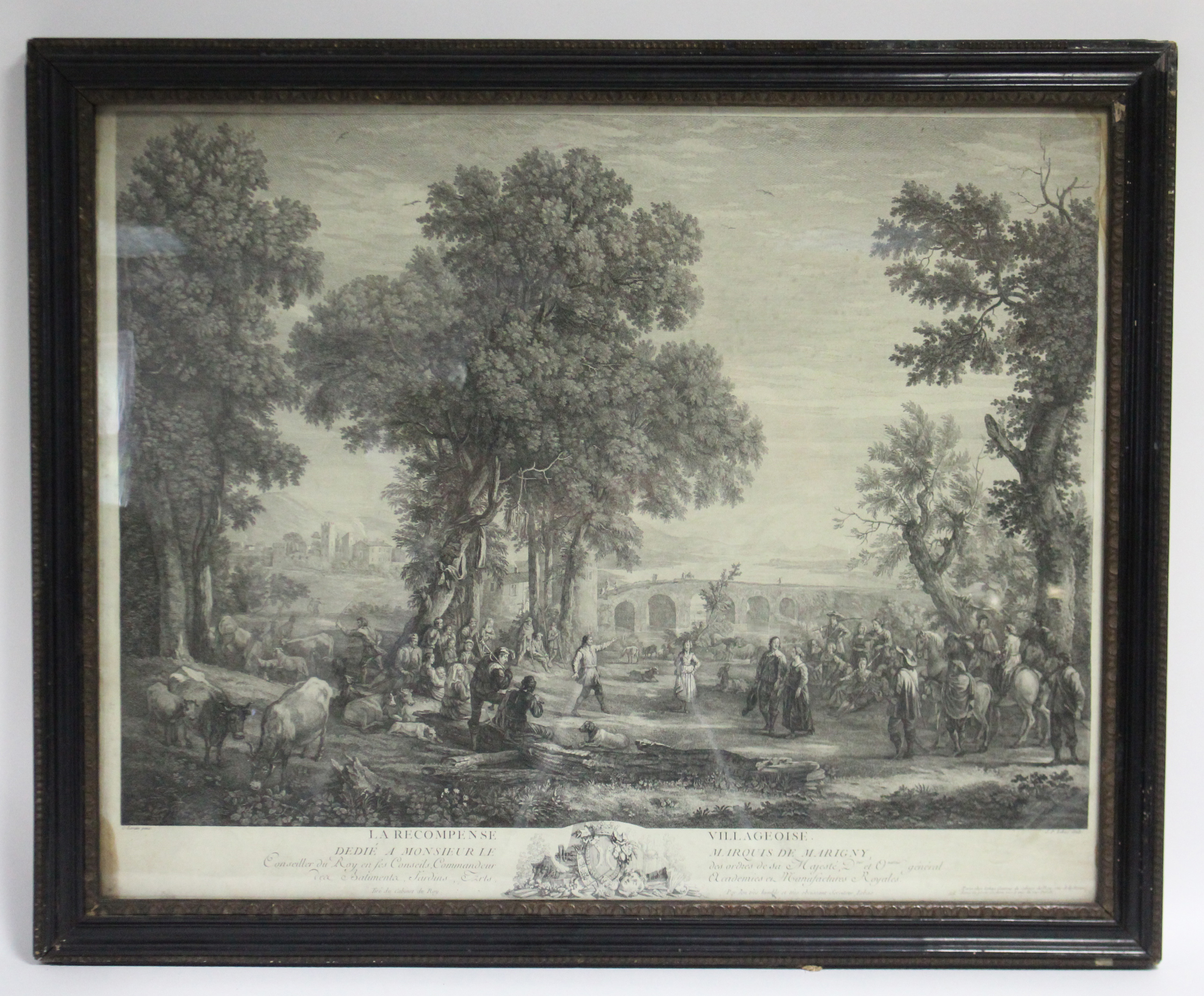 Jacques Philippe Le Bas, after Claude Lorraine. An 18th century black-&-White engraving titled: “