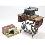 An Imperial “65” typewriter; together with a Regal hand sewing machine with case; & a Singer treadle