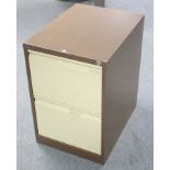 A Bisley brown & cream art-metal two-drawer filing cabinet, 18½” wide x 28” high.