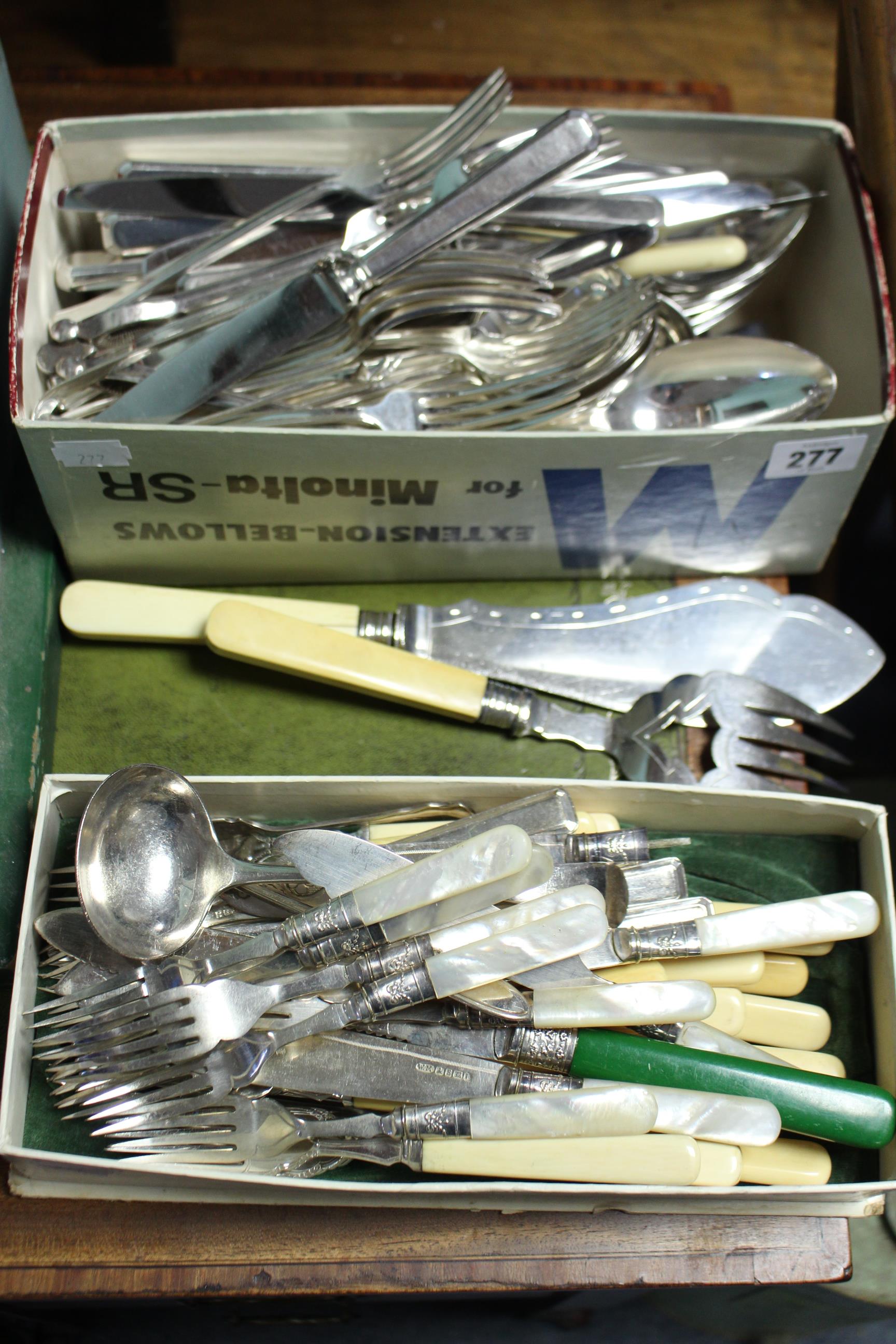 Various items of silver plated & stainless-steel cutlery, all uncased.