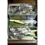 Various items of silver plated & stainless-steel cutlery, all uncased.