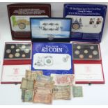 Five Royal Mint sets of UK uncirculated coins; 1981; 1982; 1983 (proof); 1986 (proof); & 1987 (