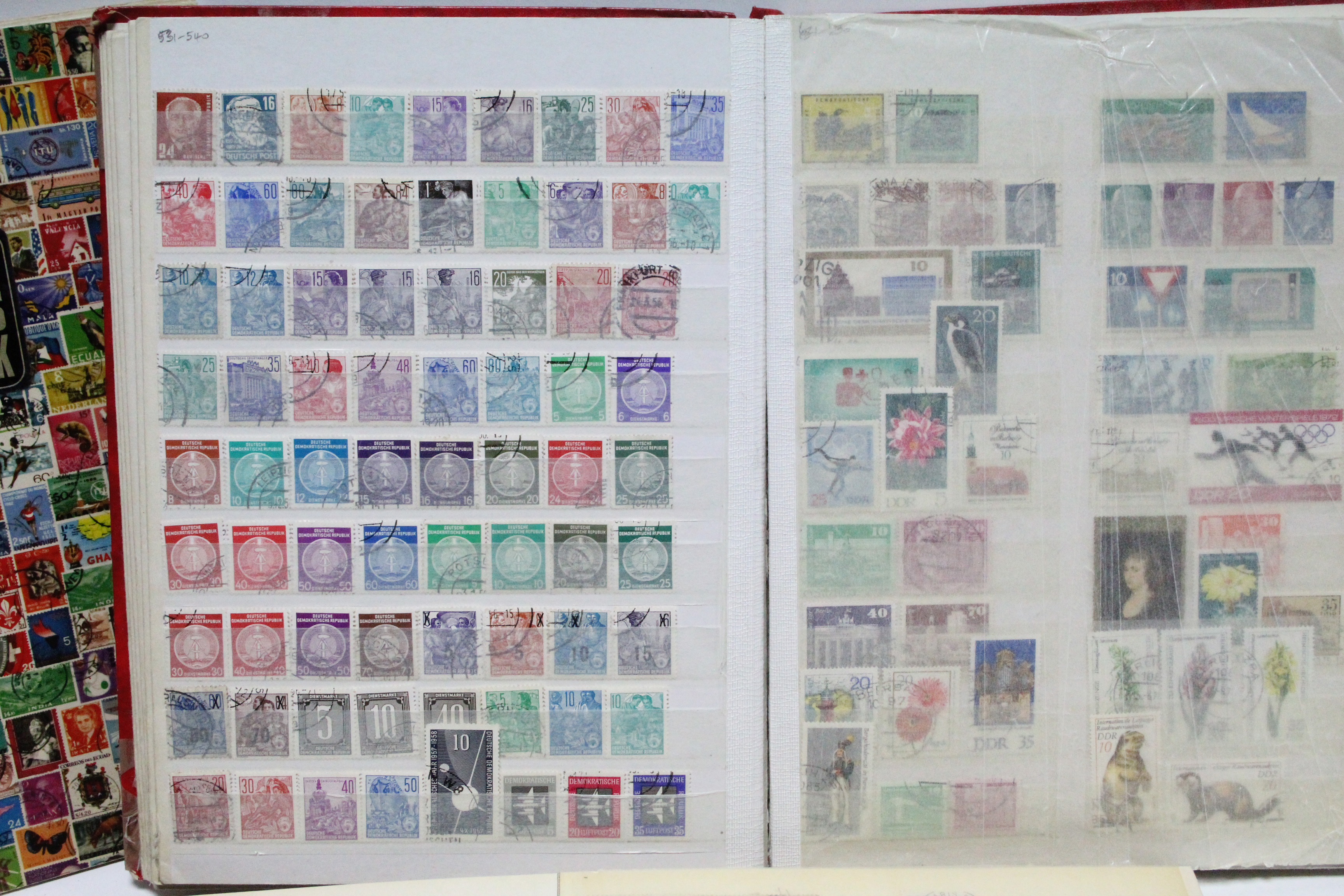 A collection of GB & foreign stamps, including a 1d Black, in various albums/stock books, & on album