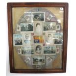 An oval display of Godfrey Phillips B.D.V cigarette silks, 28½” x 22½”, in glazed wooden frame.