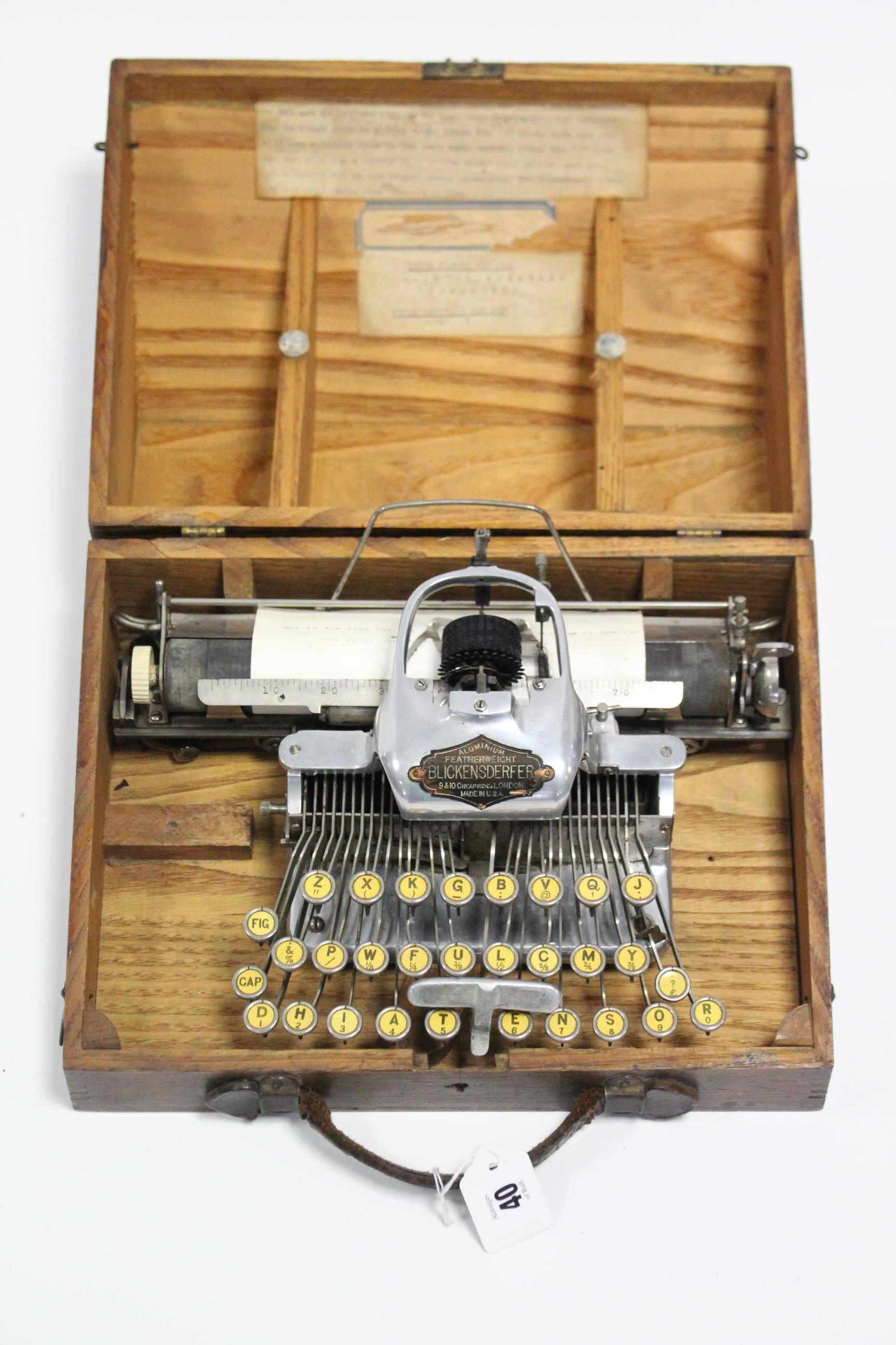 An American early/mid-20th century Blickensderfer aluminium featherweight portable typewriter, - Image 2 of 6