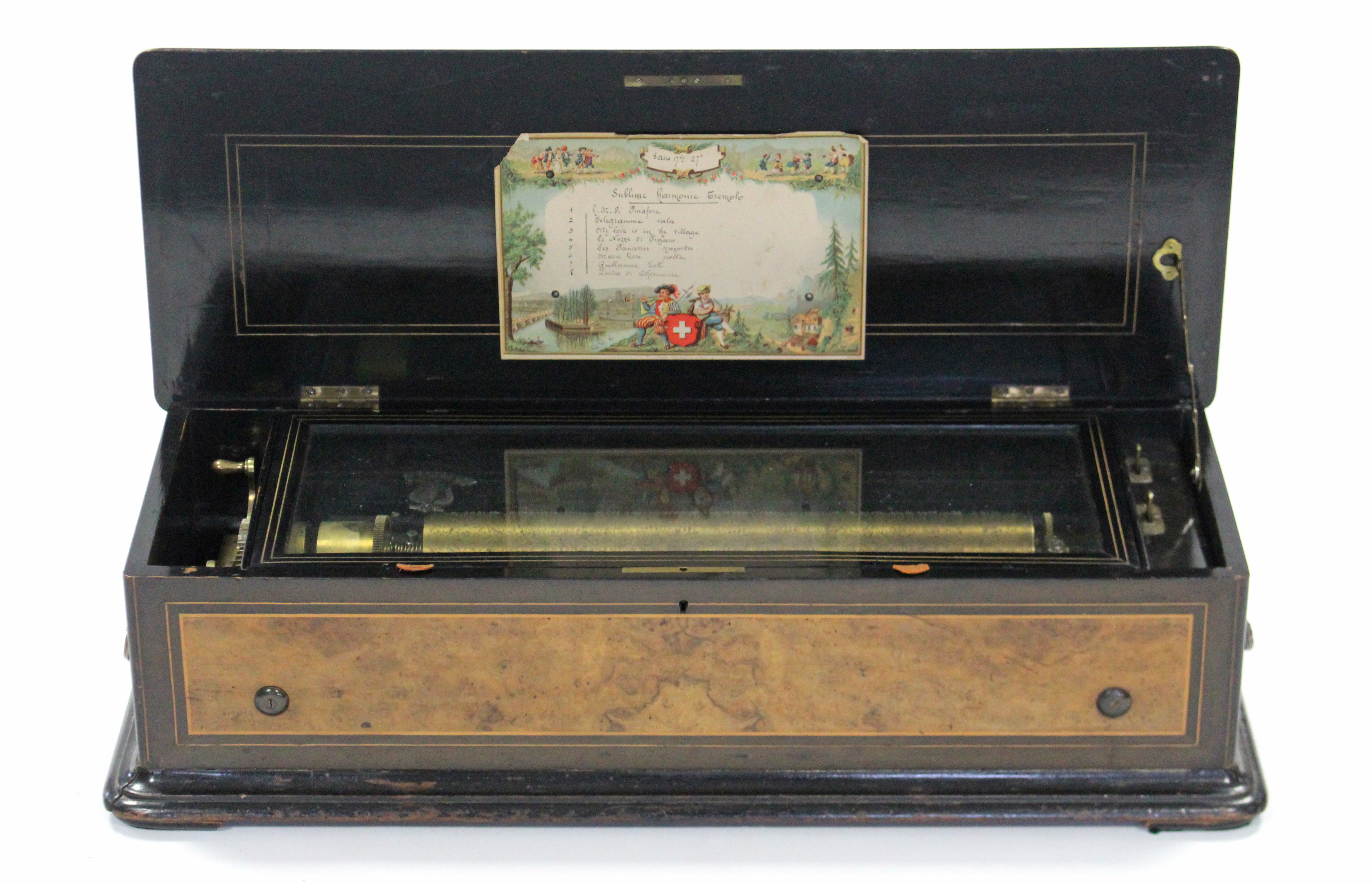 A 19TH CENTURY LARGE SWISS MUSIC BOX BY PAILLARD VAUCHER FILS, with 17¼” long brass cylinder playing - Image 2 of 9