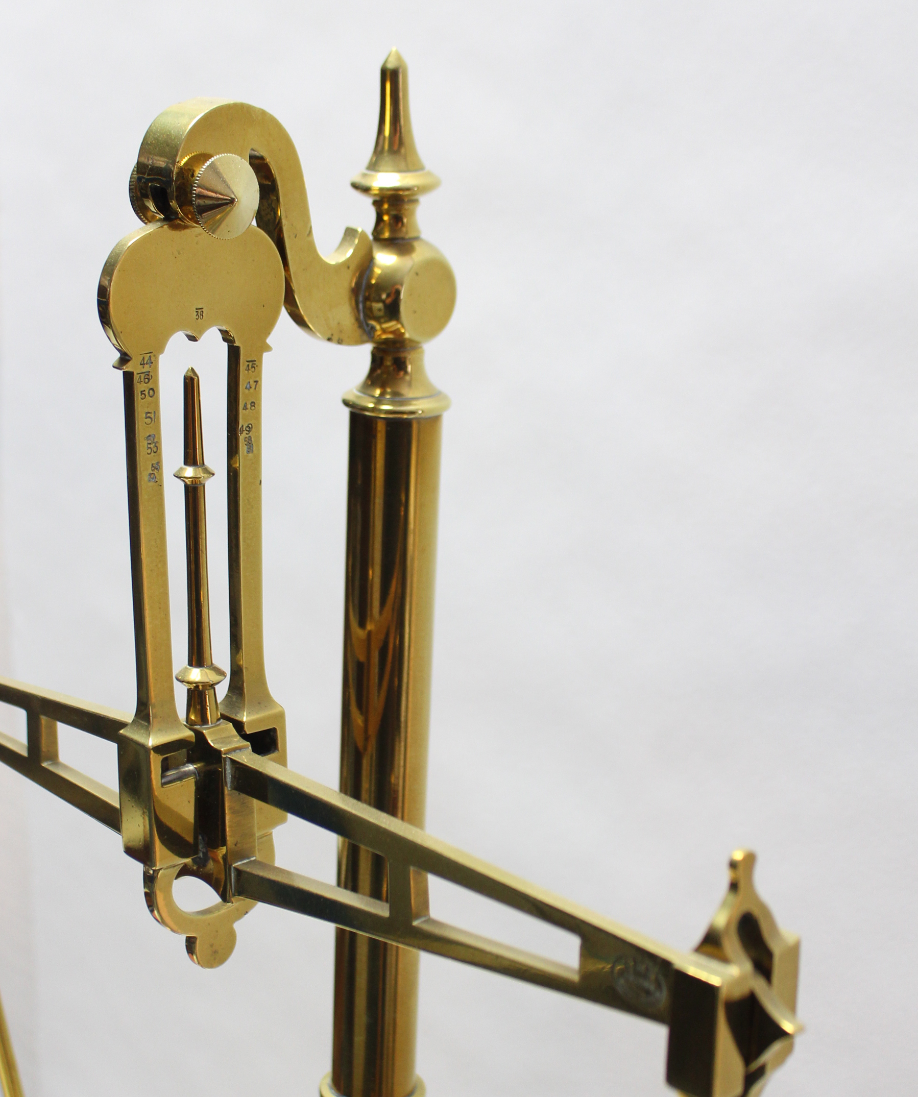 A similar brass counter-top beam scale stamped "G.W.S. Makers, Manchester", with eight brass bell-sh - Image 2 of 4