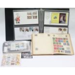 A collection of 112 First Day Covers 1969-2000 in one ring-binder album & loose; a few packs of mint
