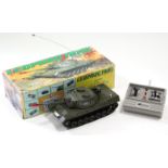 A Chinese radio controlled “Leopard Tank” boxed; together with two Ertl novelty money banks “1931