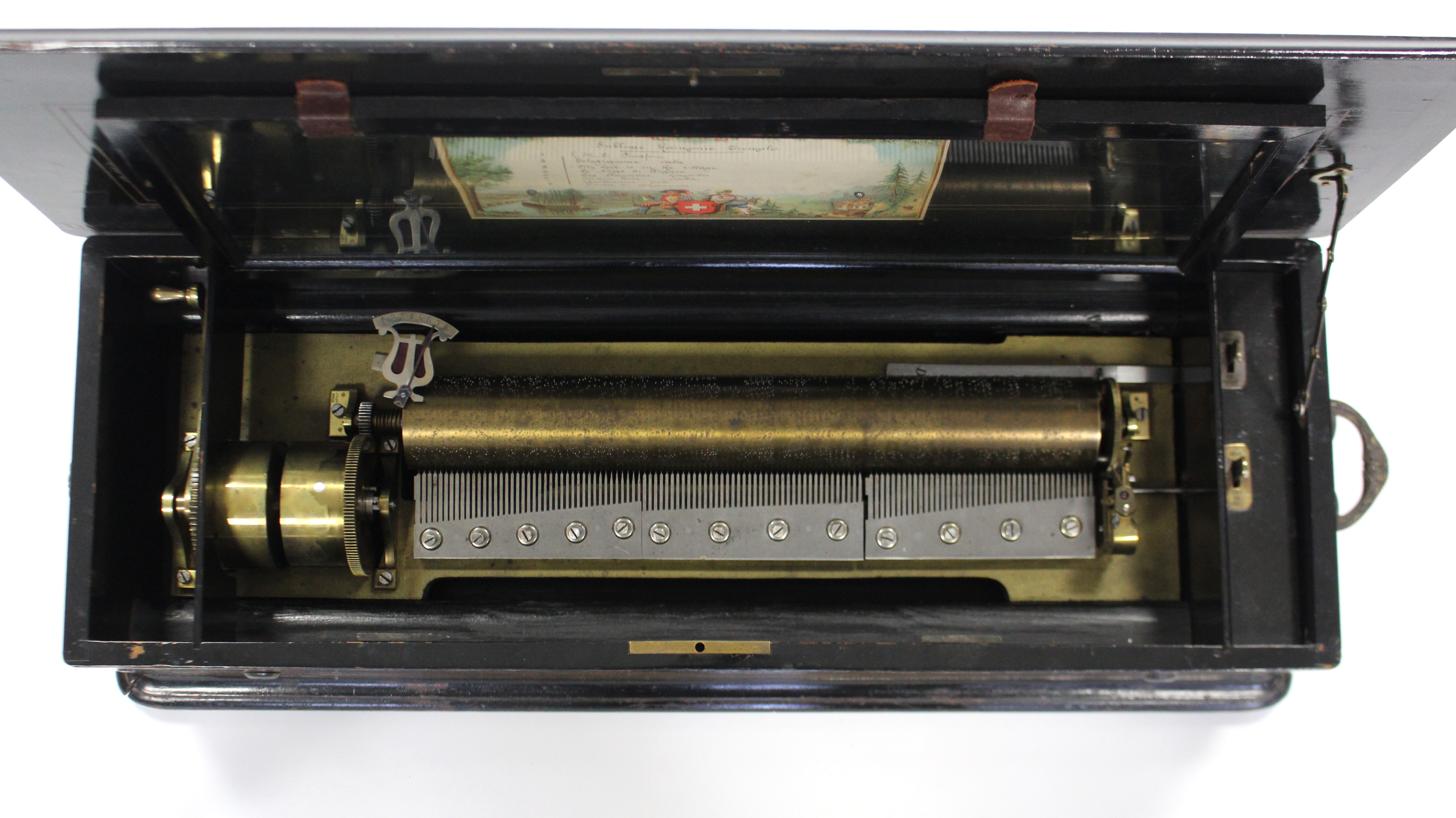 A 19TH CENTURY LARGE SWISS MUSIC BOX BY PAILLARD VAUCHER FILS, with 17¼” long brass cylinder playing - Image 3 of 9