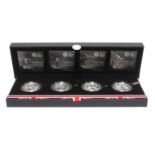 A set of four Royal Mint “Countdown to 2012” sterling proof £5 coins; cased.