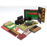 A Kodak Brownie 127 box camera; a Cosmo portable radio; various games, etc.