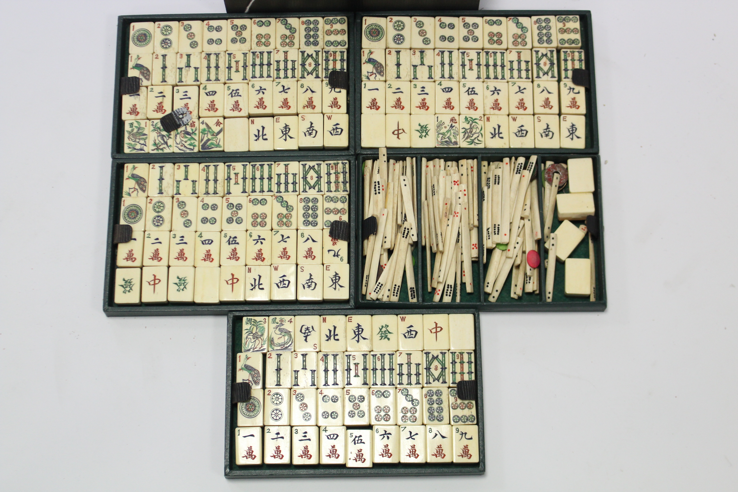 A mid-20th century bone mah-jong set with black morocco leather case. - Image 2 of 3