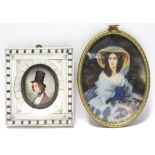 A head & shoulders miniature male portrait study, signed Smart, 1¾” x 1½” (oval) in bone frame; &