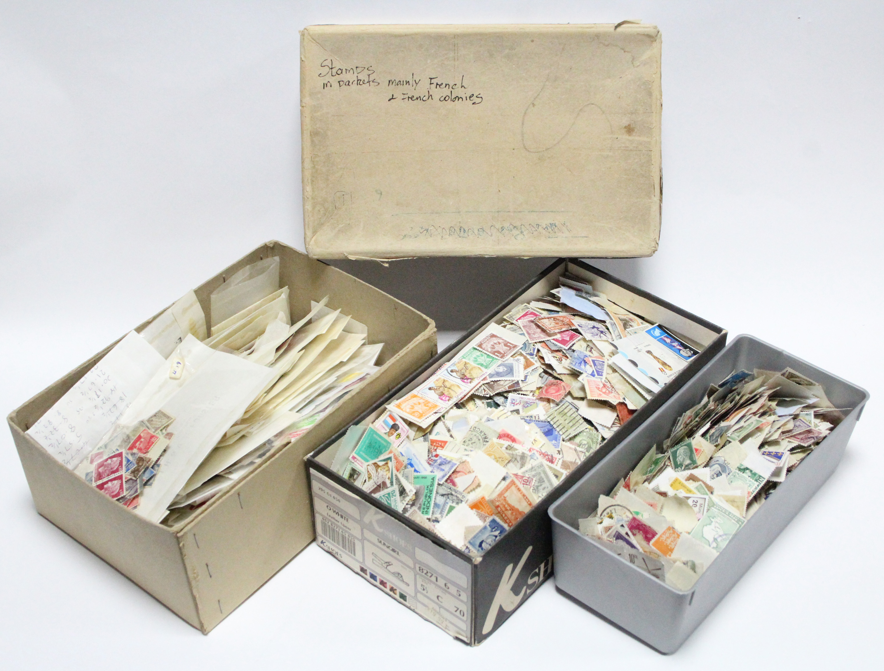 A large quantity of loose world stamps.