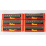 Six Hornby “OO” gauge scale model Southern Railway coaches, all boxed.