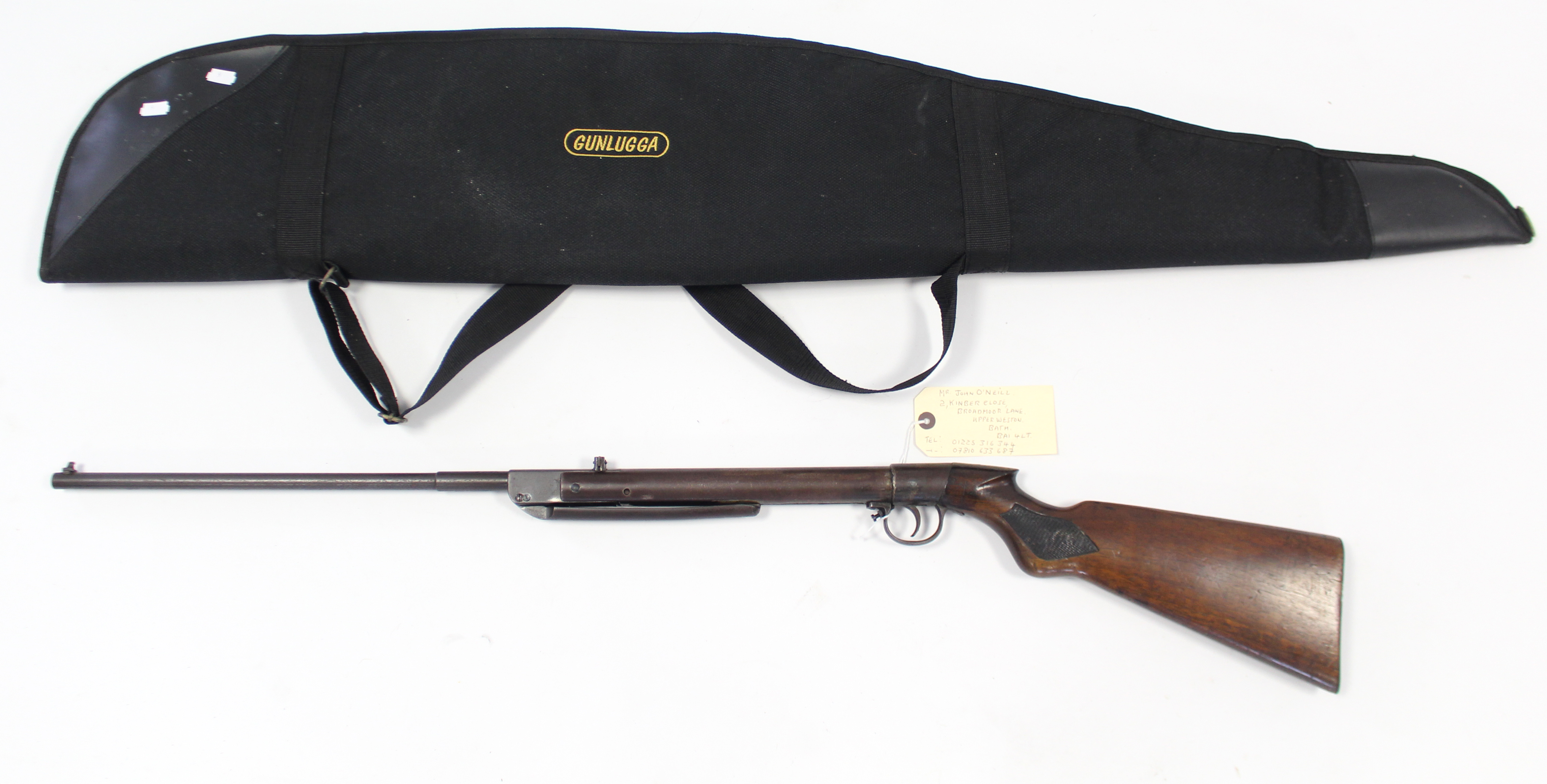 A 1930’s Haenel (German) 22 calibre air rifle (mod II), with case.