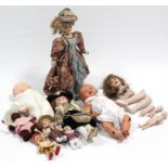 Ten various dolls & soft toys.