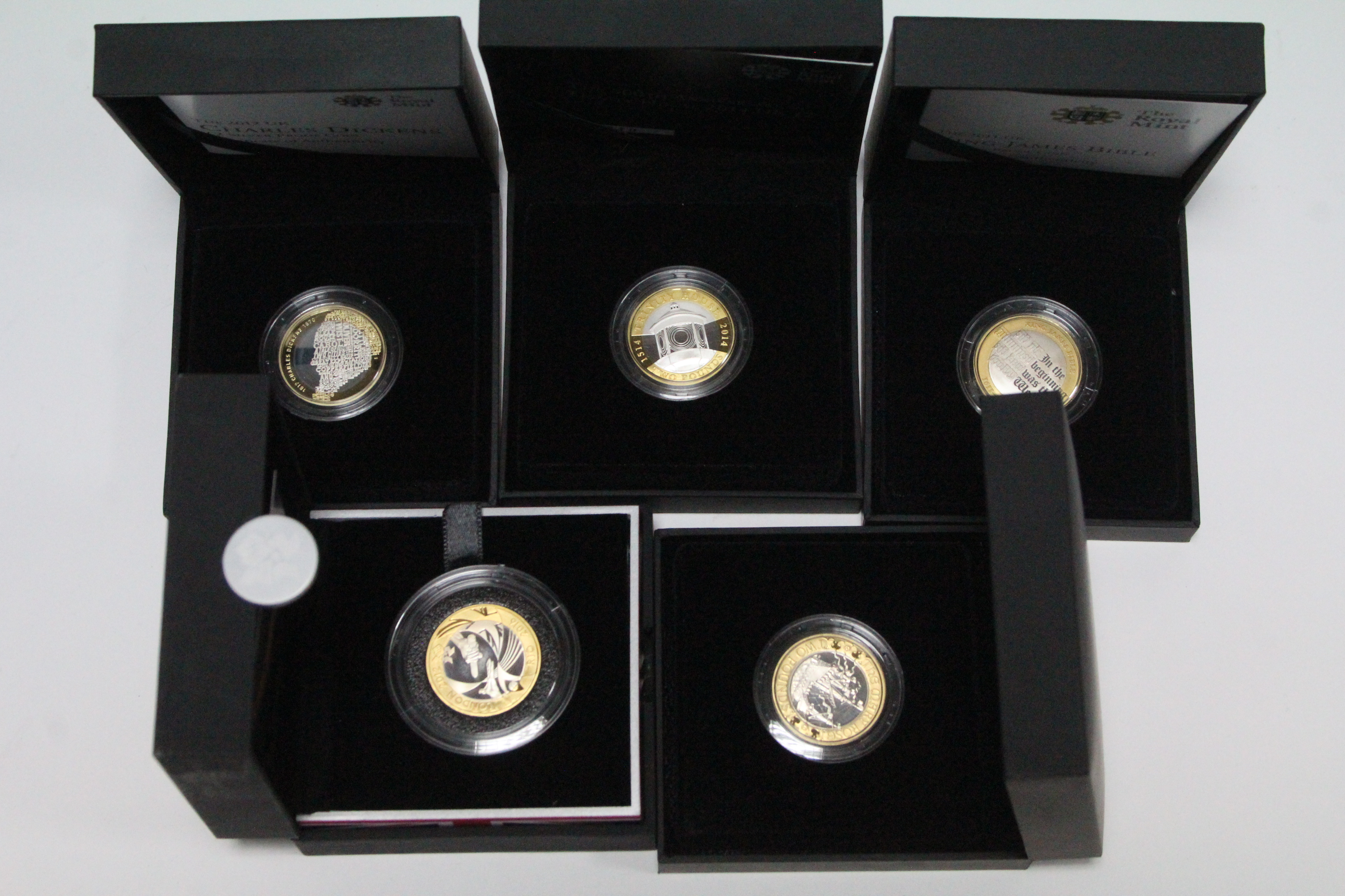 Five Royal Mint proof bi-colour commemorative £2 coins; 2001 (King James Bible, & Mary Rose); - Image 2 of 2