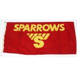 A large red & yellow cloth sign “SPARROWS”, 71” x 31”.