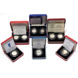 A Royal Mint Silver Proof Piedfort UK 1994 two-coin 50 pence set commemorating the 50th