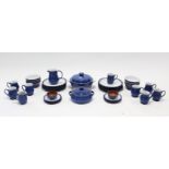 A Denby pottery “Imperial Blue” pattern thirty nine piece part dinner & coffee service; a Le Creuset