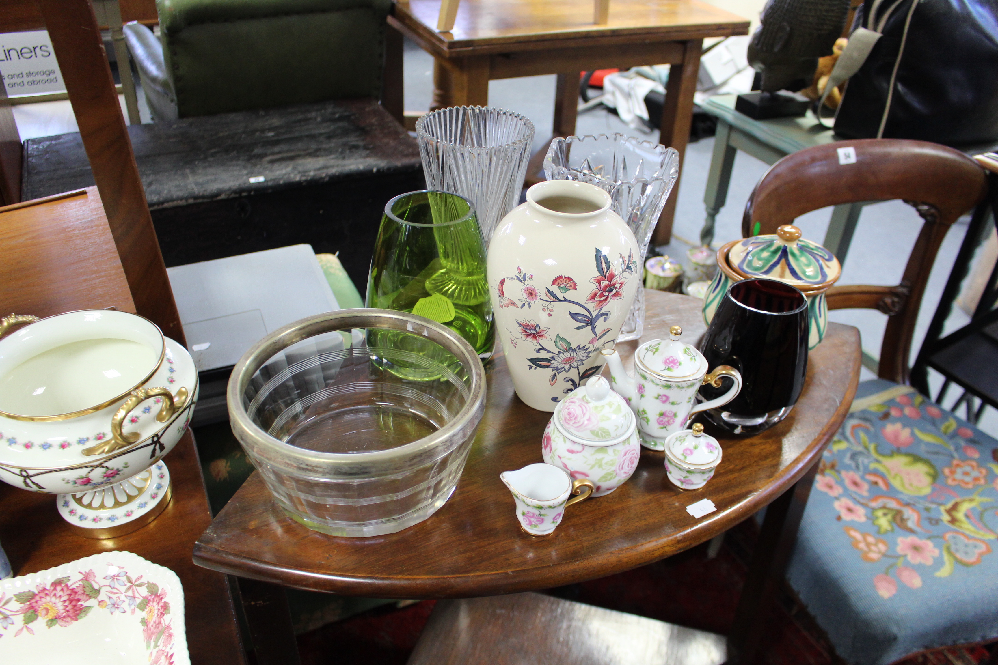 Two Victorian floral decorated opaque glass ovoid vases; five items of Royal Doulton Bunnykins ware; - Image 2 of 2