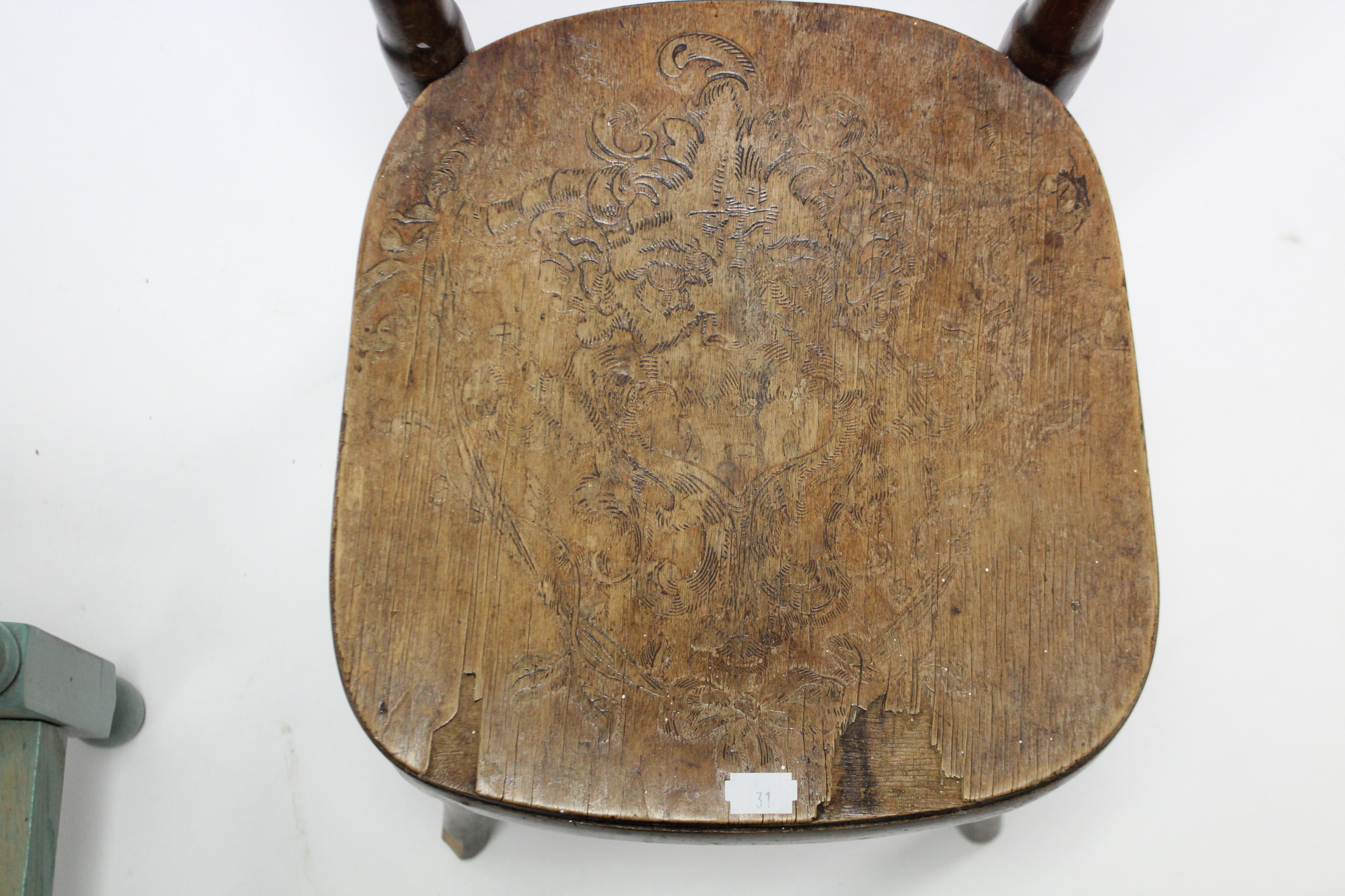 A Bentwood child’s chair with hard seat, & on round tapered legs; together with two occasional - Image 2 of 3