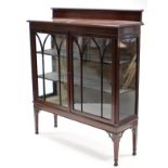 An Edwardian mahogany china display cabinet fitted two shelves enclosed by pair of glazed doors with