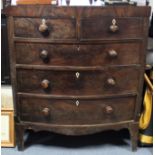 A 19th century mahogany chest, fitted two short & three long graduated drawers with turned knob