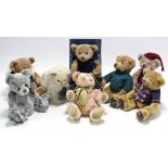 Two Harrods teddy bears (1998, Millennium); a Charlie bear “Nimbus”; & various other soft toys.
