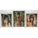 Four coloured prints after J H Lynch titled “The Woodland Goddess, The Nymph”; “Autumn Leaves”; “The