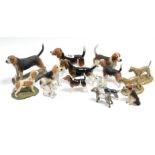 Two Beswick beagle ornaments: “Wendover Billy”; & thirteen various other beagle ornaments.