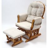 A spindle-back rocking chair; & a ditto rectangular footstool.