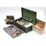 Two first-aid boxes; various vintage magazines; & sundry other items.